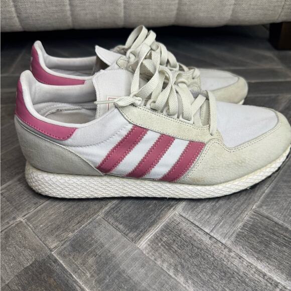 Adidas Originals Pink and White Retro 3-Stripe Sneakers | Size 10 - Picture 1 of 12
